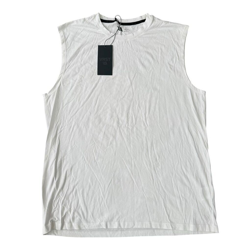 VRST Men’s Essential Muscle Tank white cotton blend size L NWT